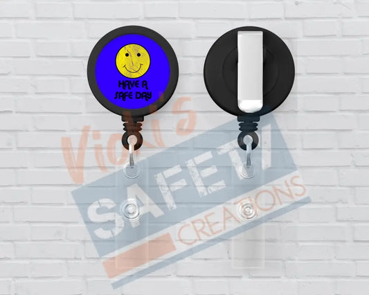 Basic Badge Reels - Have a safe day (Asst. colors) Blue Badge Reels