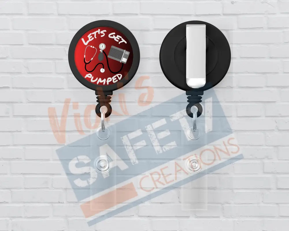 Basic Badge Reels - Let’s Get Pumped Badge Reels