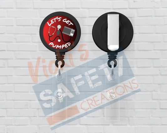 Basic Badge Reels - Let’s Get Pumped Badge Reels