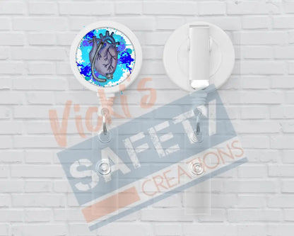 Basic Badge Reels - LVAD Heart (Asst. colors) Blue Badge Reels