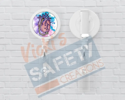 Basic Badge Reels - LVAD Heart (Asst. colors) Purple Badge Reels