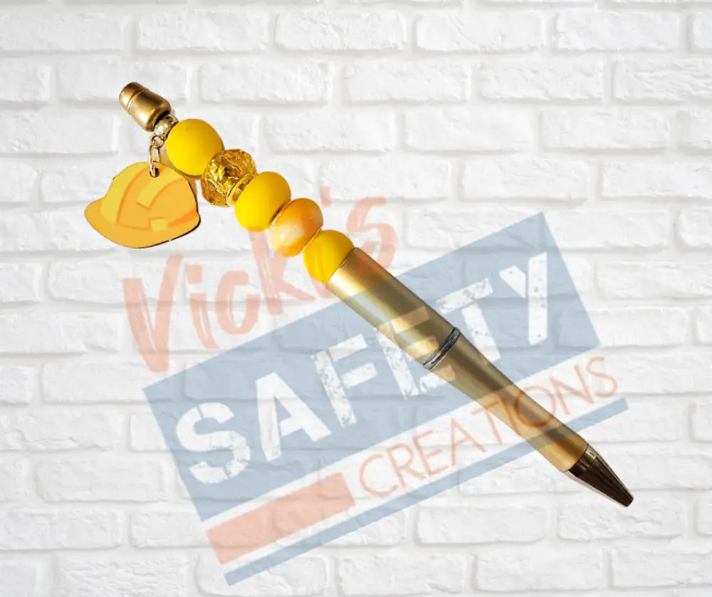 Beaded Pen-Hard Hat (Asst. Colors) Yellow Office Supplies