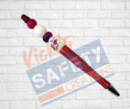 Beaded Pen-Stethoscope & Heart (Asst. Colors) Magenta Office Supplies