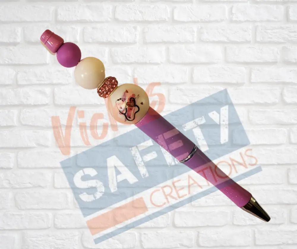 Beaded Pen-Stethoscope & Heart (Asst. Colors) Purple Office Supplies