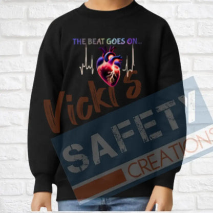 Beat Goes On...Tops (Adult Youth Toddler Infant Sizes) Crew Sweatshirt / YOUTH-XSmall Adult Clothing