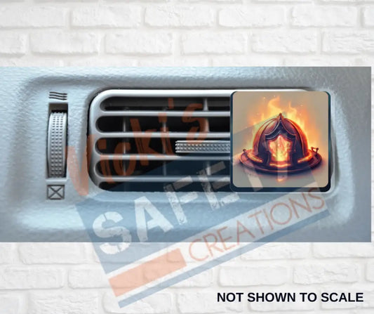 Car Vent Clip - Flaming Fire Helmet car accessory