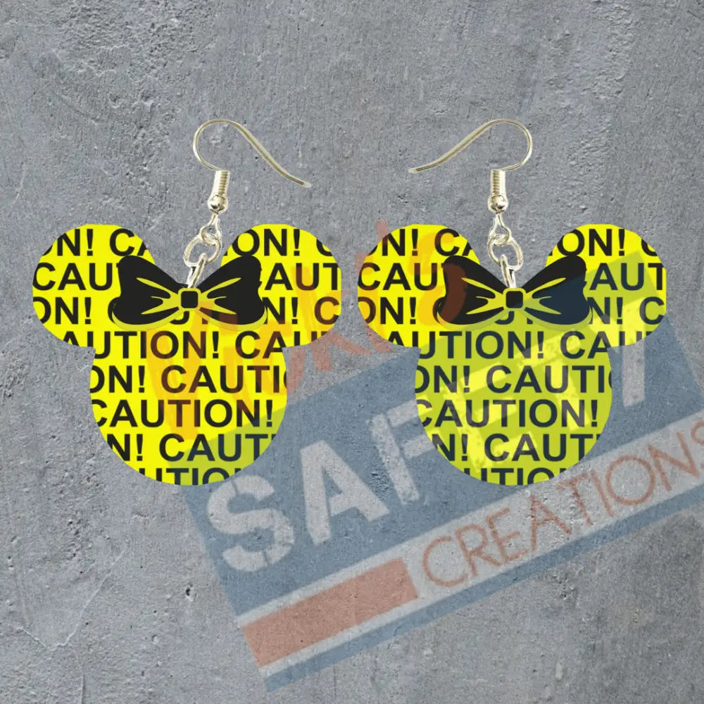 CAUTION mouse head Dangles Earrings