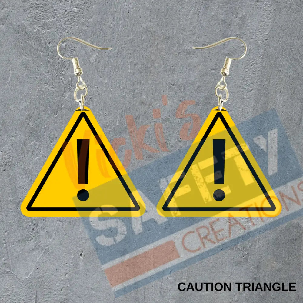 CAUTION Triangle Dangle Earrings Earrings