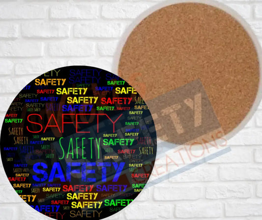 Ceramic Coasters - Safety Word Pattern Drinkware & Accessories
