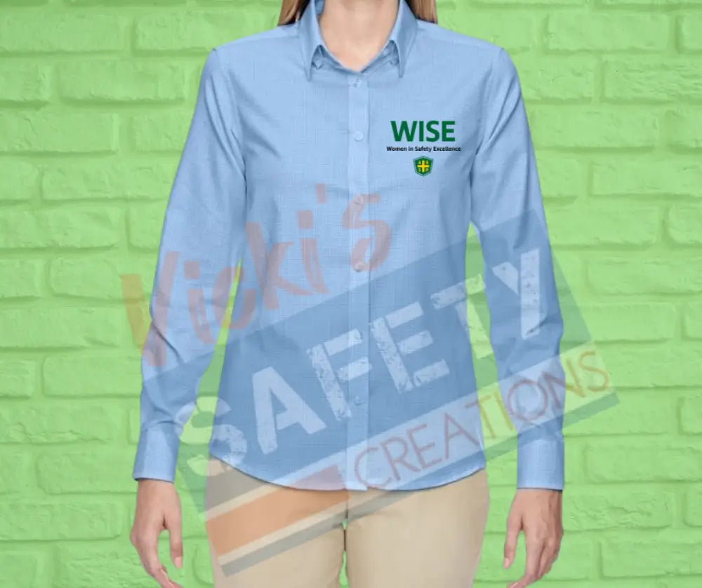 Checked Twill Dress Shirt-WISE (Asst. colors) **CLOSEOUT** Medium / Blue Adult Clothing