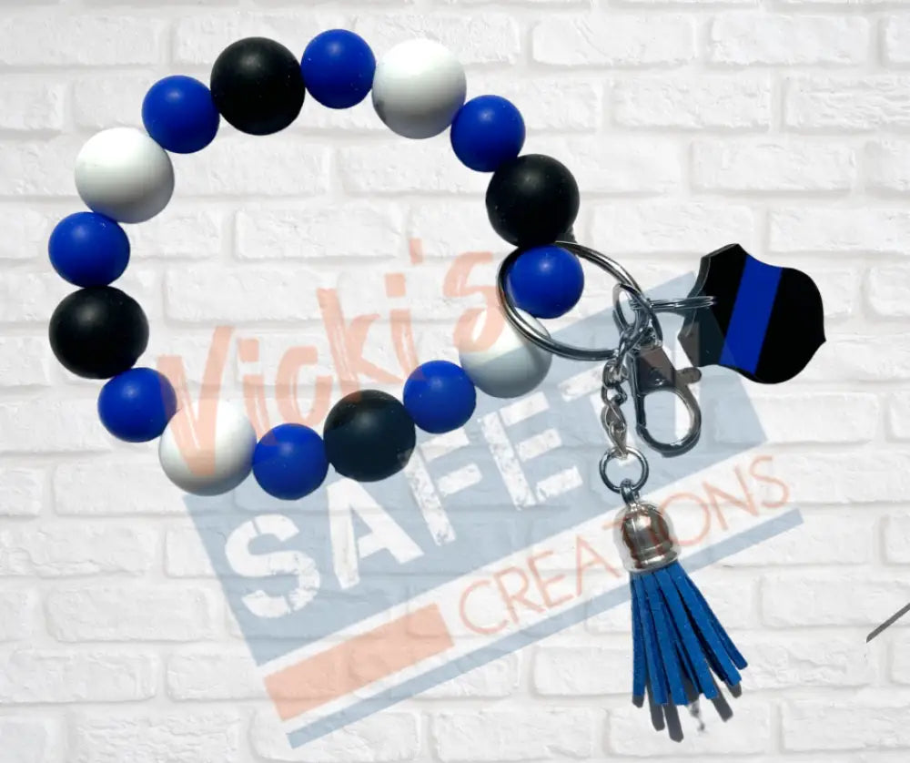 CHUNKY WRISTLET KEYCHAIN BRACELET-BLUE LINE Accessories
