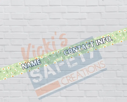 Customized Adjustable Pet Collars and Leashes- Daisies on green (Asst. Sizes) Pet Collars