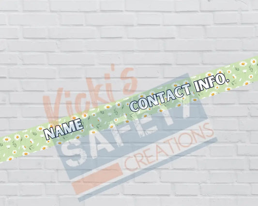 Customized Adjustable Pet Collars and Leashes- Daisies on green (Asst. Sizes) Pet Collars