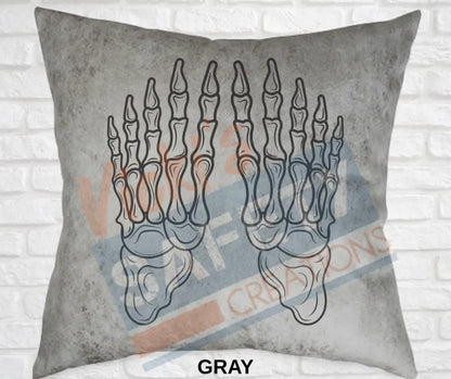 Decorative Pillow - Skeletal Illustrations (asst. colors and designs) Feet / Gray Pillow