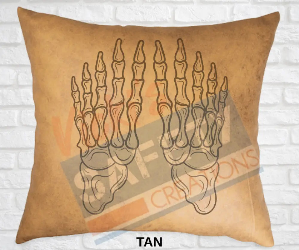 Decorative Pillow - Skeletal Illustrations (asst. colors and designs) Feet / Tan Pillow
