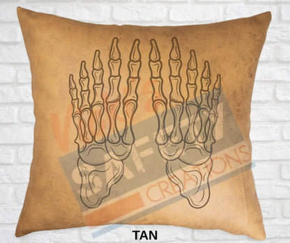 Decorative Pillow - Skeletal Illustrations (asst. colors and designs) Feet / Tan Pillow