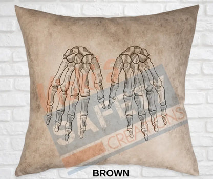 Decorative Pillow - Skeletal Illustrations (asst. colors and designs) Hands / Brown Pillow