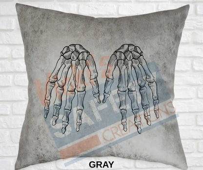 Decorative Pillow - Skeletal Illustrations (asst. colors and designs) Hands / Gray Pillow