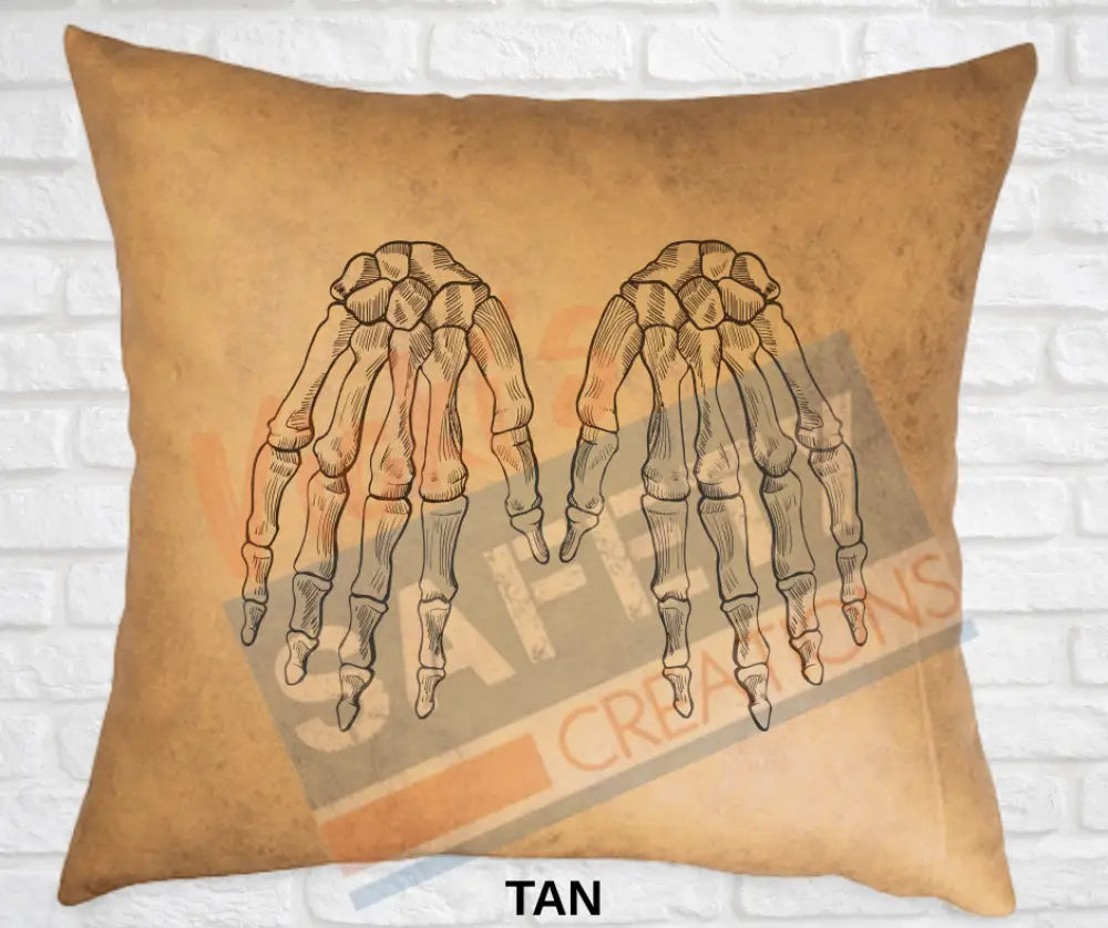 Decorative Pillow - Skeletal Illustrations (asst. colors and designs) Hands / Tan Pillow