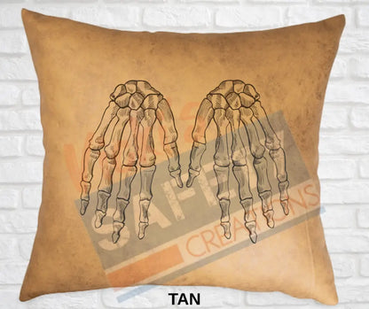 Decorative Pillow - Skeletal Illustrations (asst. colors and designs) Hands / Tan Pillow