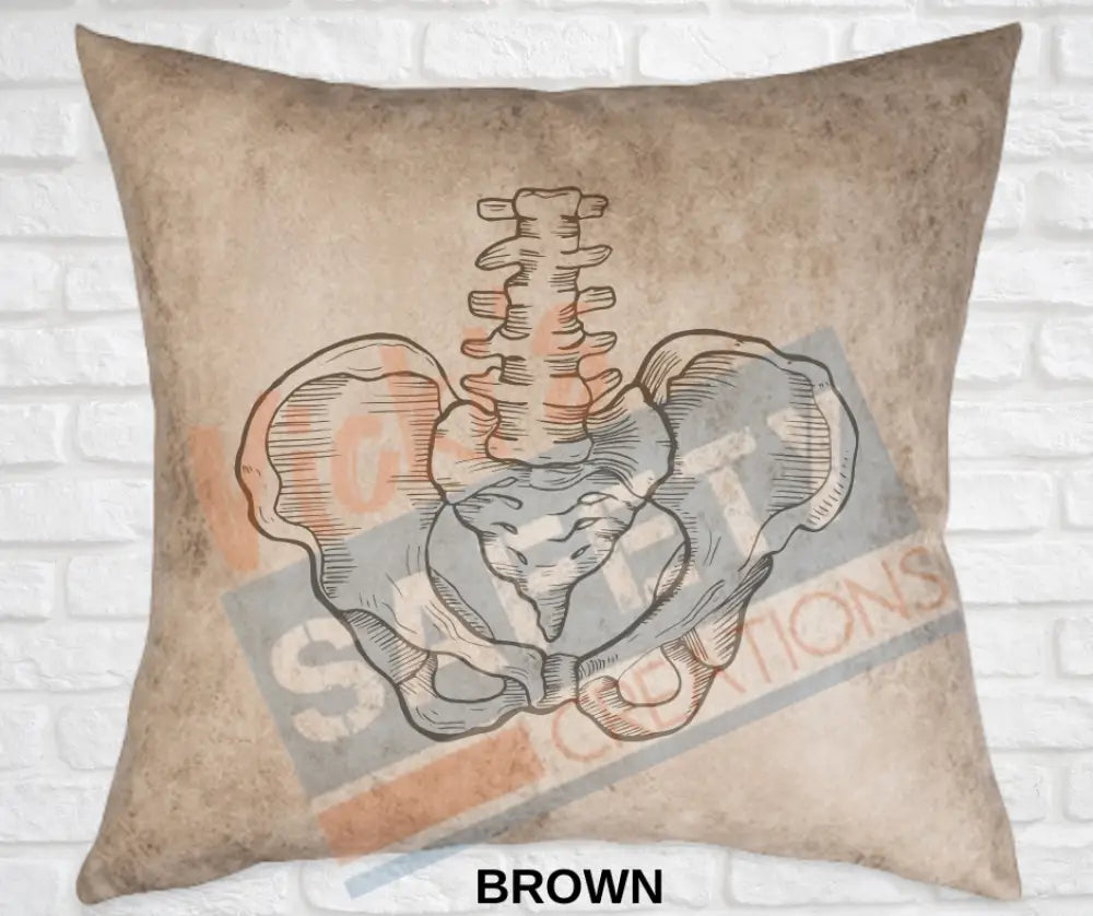 Decorative Pillow - Skeletal Illustrations (asst. colors and designs) Hips / Brown Pillow