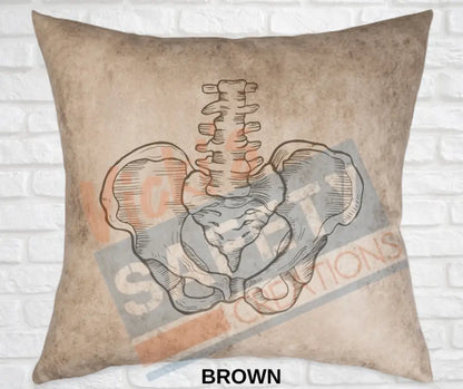 Decorative Pillow - Skeletal Illustrations (asst. colors and designs) Hips / Brown Pillow