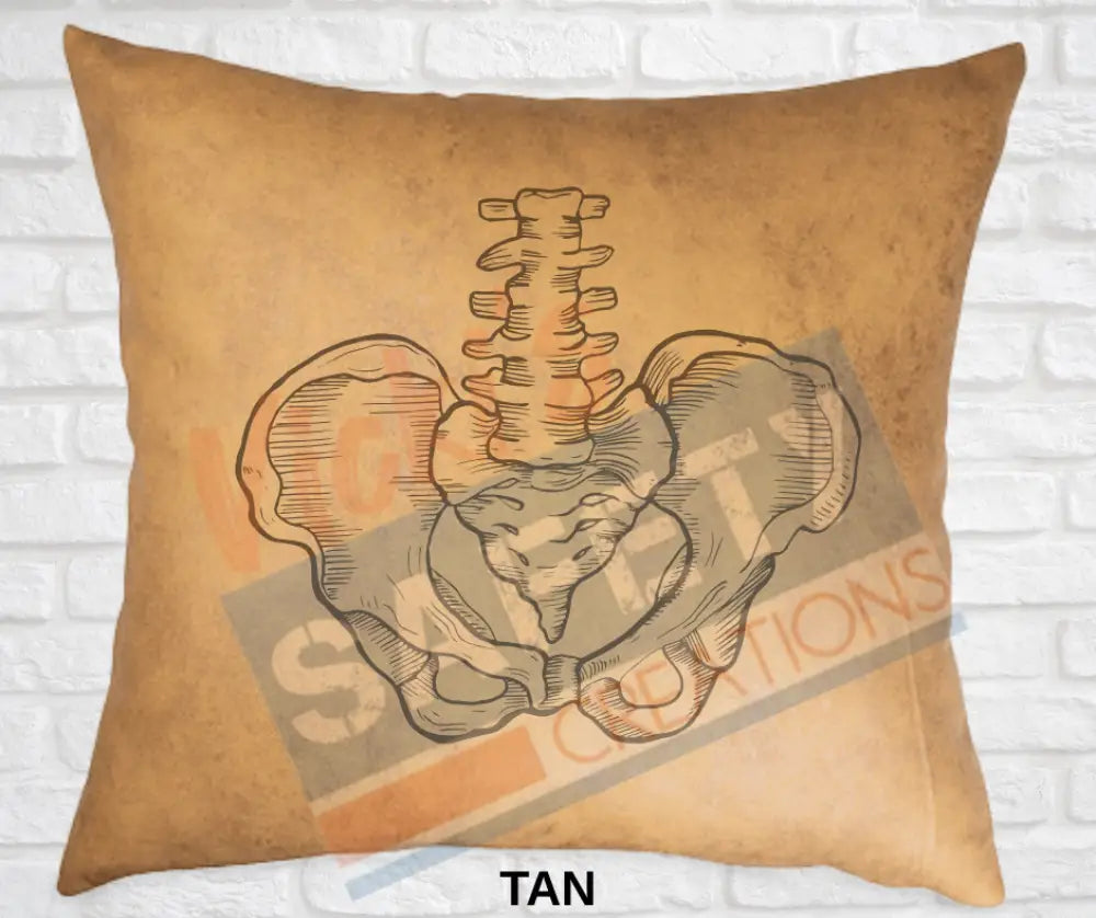 Decorative Pillow - Skeletal Illustrations (asst. colors and designs) Hips / Tan Pillow