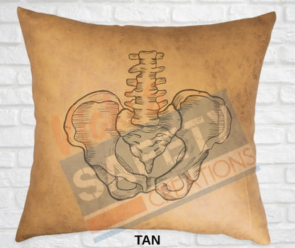 Decorative Pillow - Skeletal Illustrations (asst. colors and designs) Hips / Tan Pillow