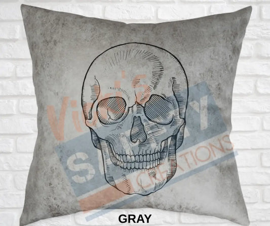 Decorative Pillow - Skeletal Illustrations (asst. colors and designs) Skull / Gray Pillow