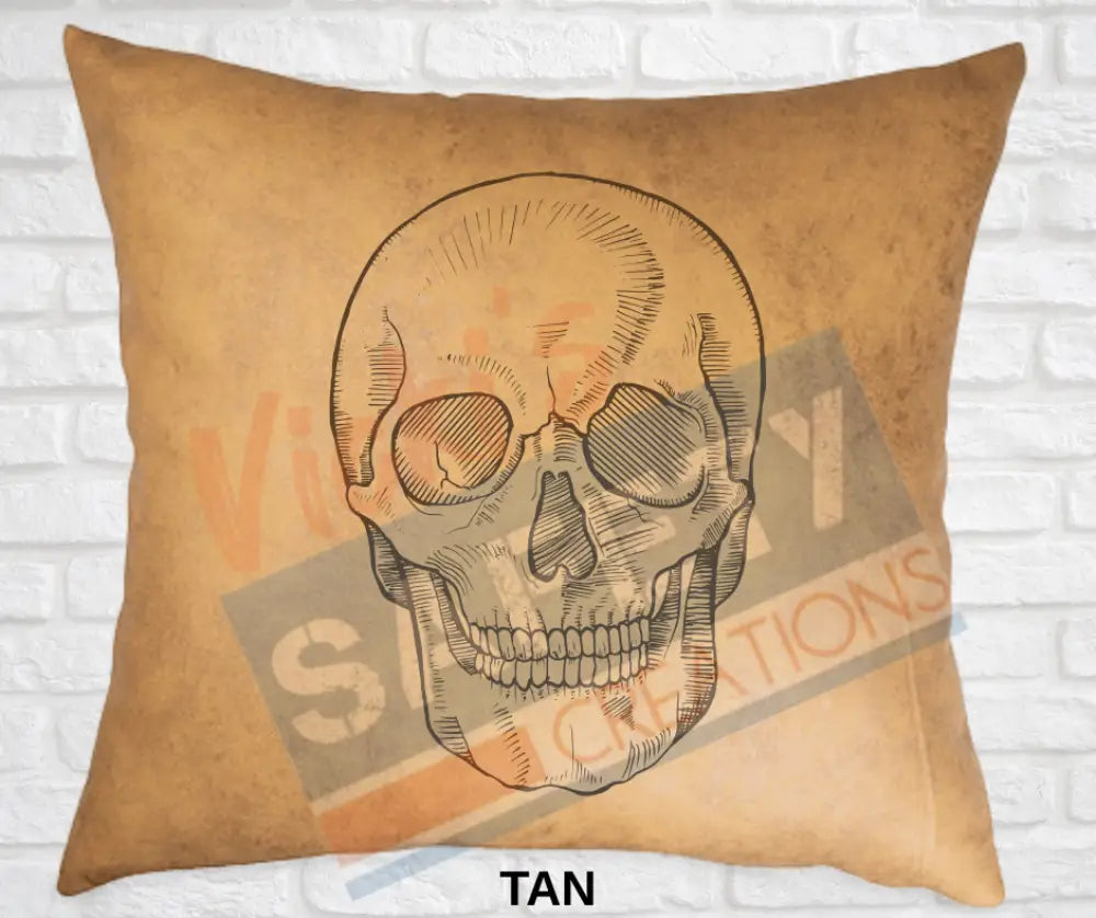 Decorative Pillow - Skeletal Illustrations (asst. colors and designs) Skull / Tan Pillow