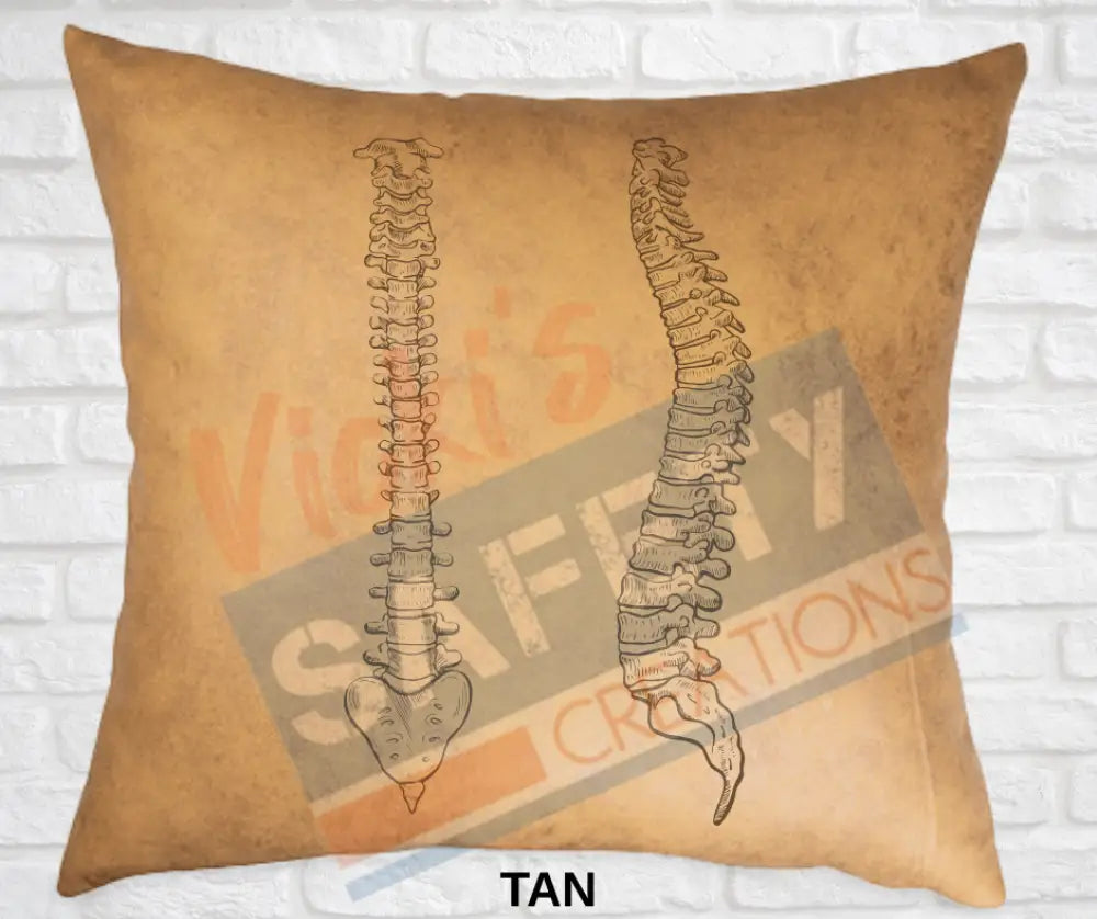 Decorative Pillow - Skeletal Illustrations (asst. colors and designs) Spine / Tan Pillow