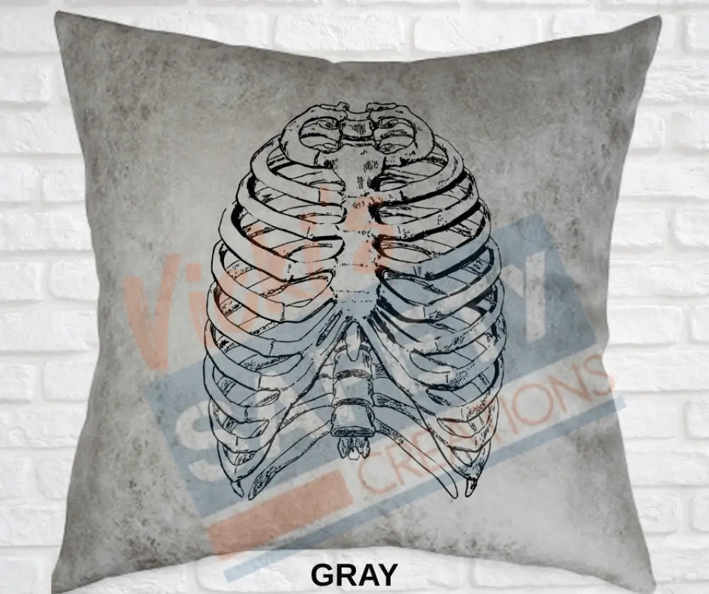 Decorative Pillow - Skeletal Illustrations (asst. colors and designs) Torso / Gray Pillow