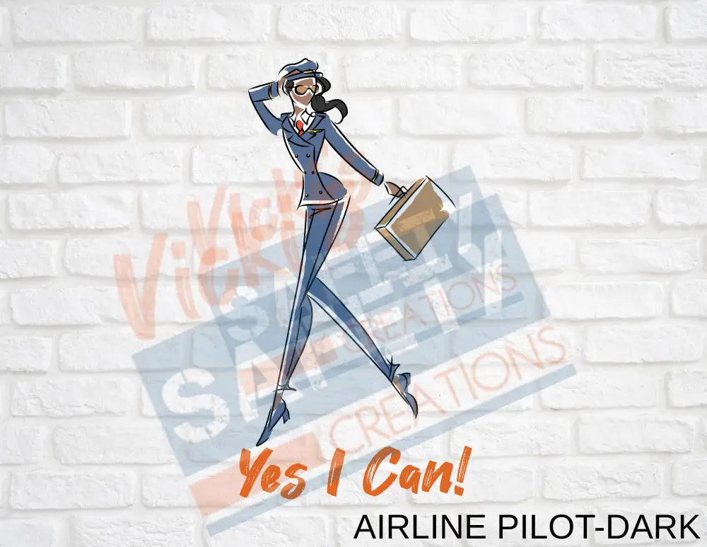16X16 Square Pillow-Yes I Can Collection (Asst. Designs) Airline Pilot-Dark Pillow
