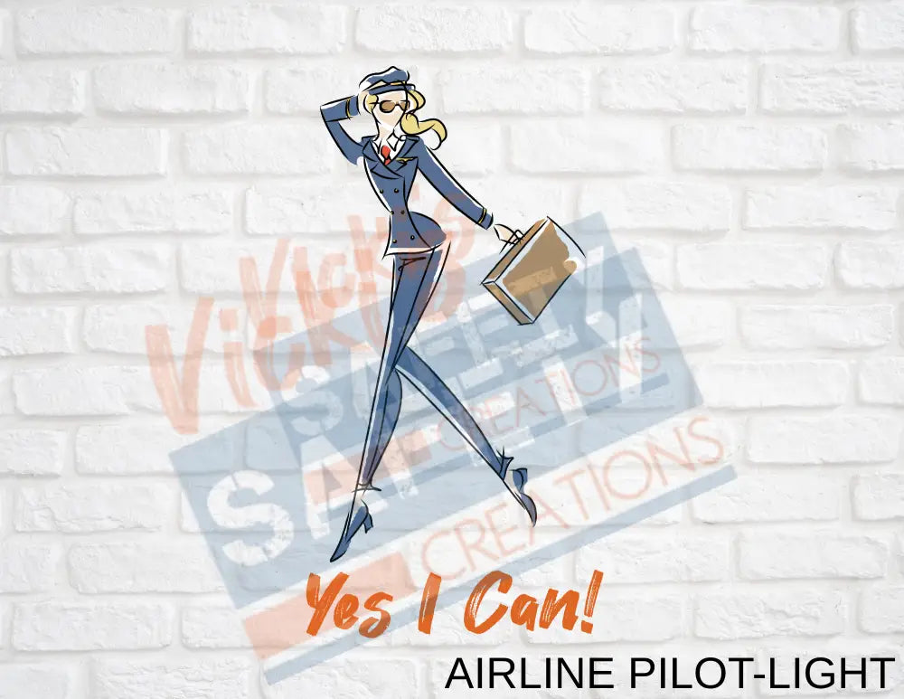 16X16 Square Pillow-Yes I Can Collection (Asst. Designs) Airline Pilot-Light Pillow