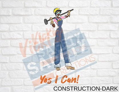 16X16 Square Pillow-Yes I Can Collection (Asst. Designs) Construction Worker-Dark Pillow