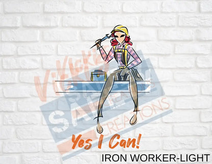 16X16 Square Pillow-Yes I Can Collection (Asst. Designs) Ironworker-Light Pillow