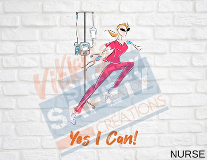 16X16 Square Pillow-Yes I Can Collection (Asst. Designs) Nurse Pillow