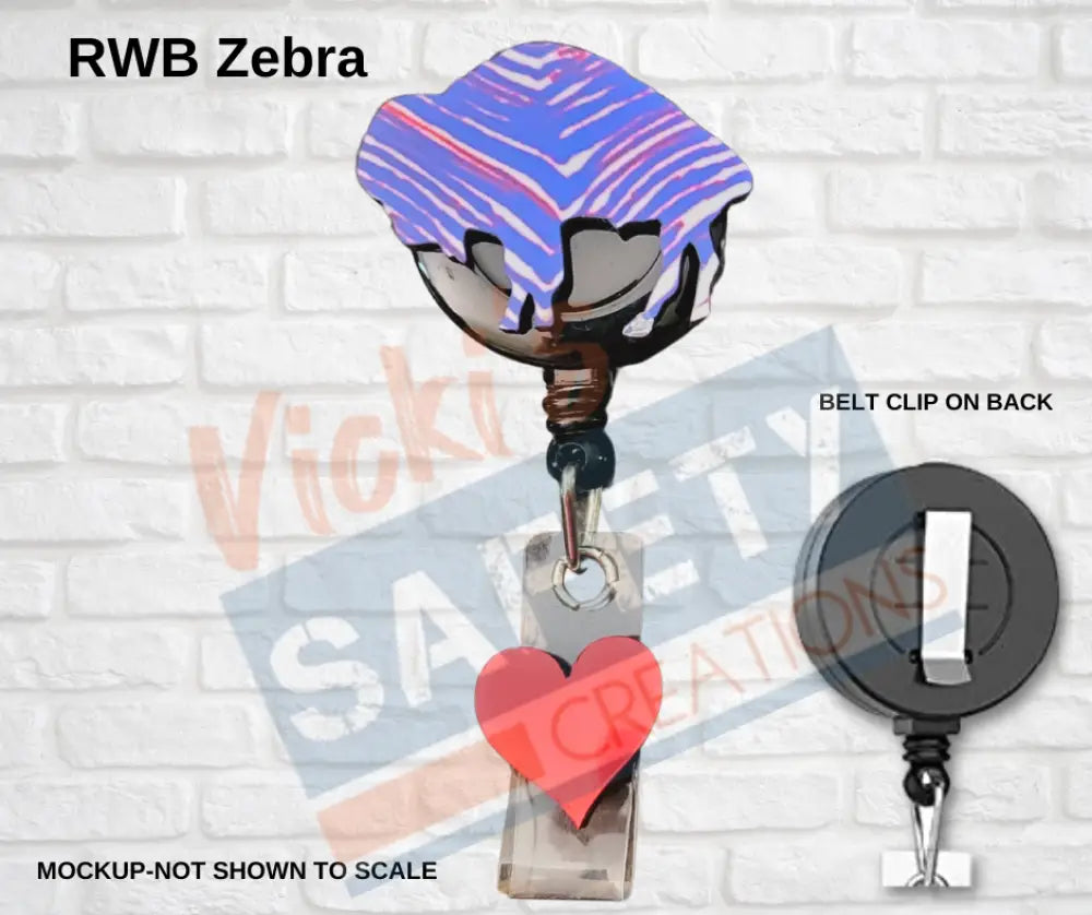 Di-cut Badge Reels-Buffalo (Asst. Patterns) RWB Zebra Badge Reels