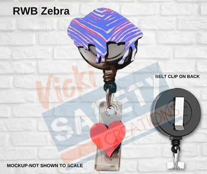 Di-cut Badge Reels-Buffalo (Asst. Patterns) RWB Zebra Badge Reels