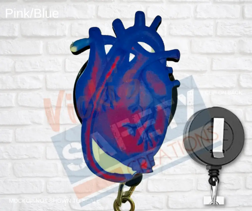 Di-cut Badge Reels-LVAD Heart (Asst Colors) Pink/Blue Badge Reels