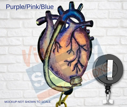 Di-cut Badge Reels-LVAD Heart (Asst Colors) Purple/Pink/Blue Badge Reels
