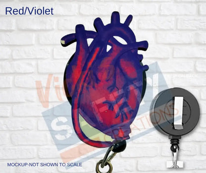 Di-cut Badge Reels-LVAD Heart (Asst Colors) Red/Violet Badge Reels