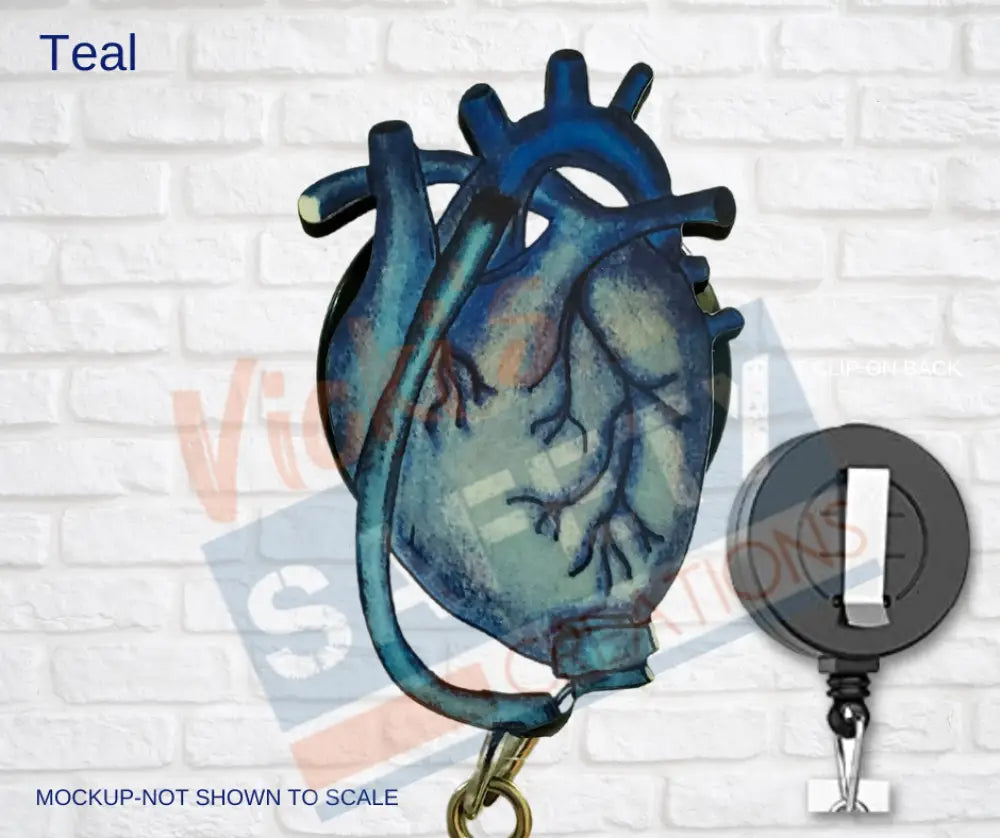 Di-cut Badge Reels-LVAD Heart (Asst Colors) Teal Badge Reels