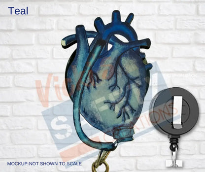 Di-cut Badge Reels-LVAD Heart (Asst Colors) Teal Badge Reels