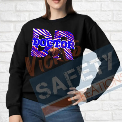 DR-Doctor-Buffalo Stripes (Adult and Ladies Sizes Only) Crew Sweatshirt / ADULT-Small Adult Clothing