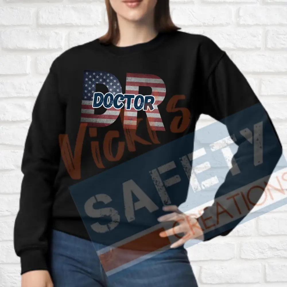 DR-Doctor-Vintage Flag (Adult and Ladies Sizes Only) Crew Sweatshirt / ADULT-Small Adult Clothing