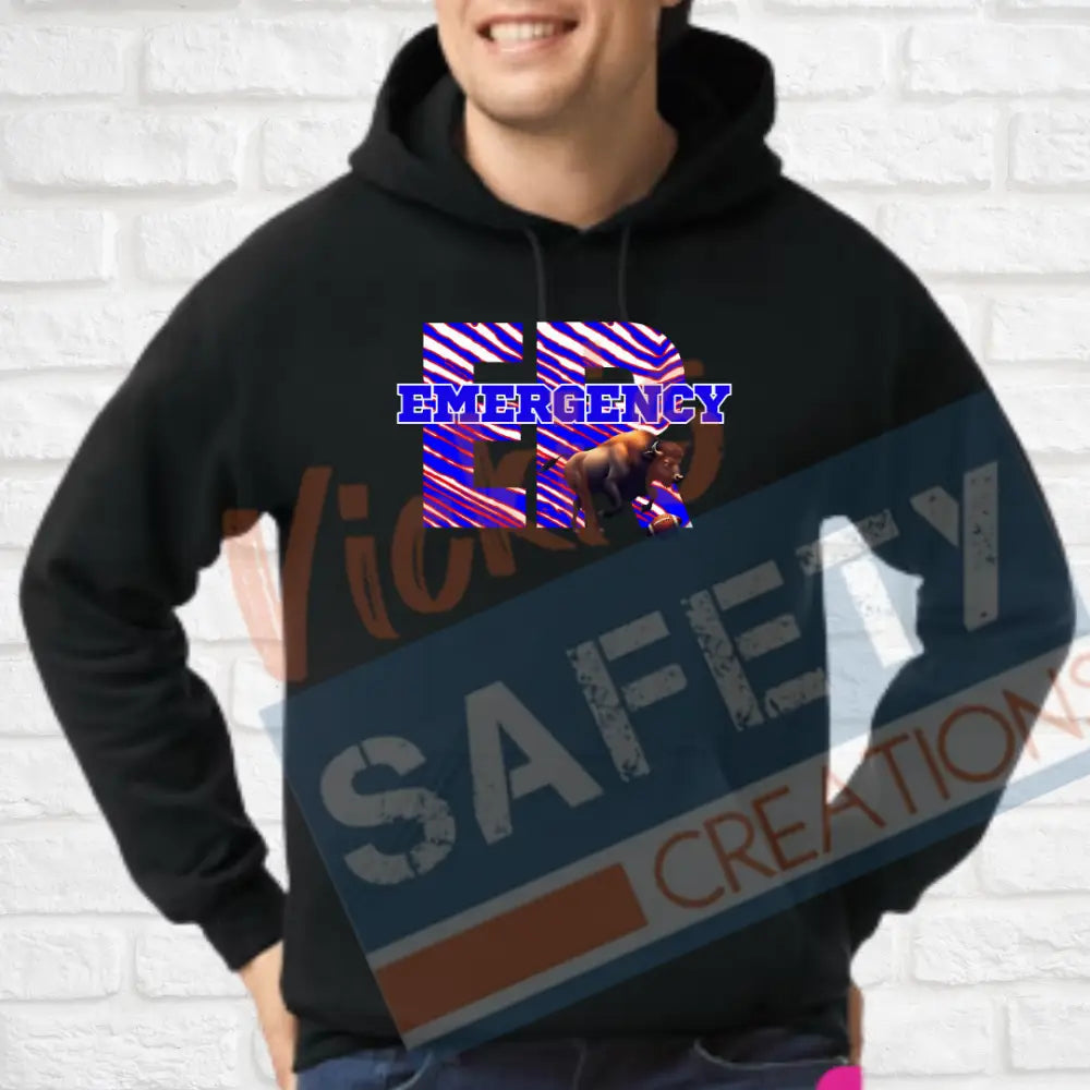 ER-Emergency-Buffalo Stripes (Adult and Ladies Sizes Only) Hoodie / ADULT-Small Adult Clothing