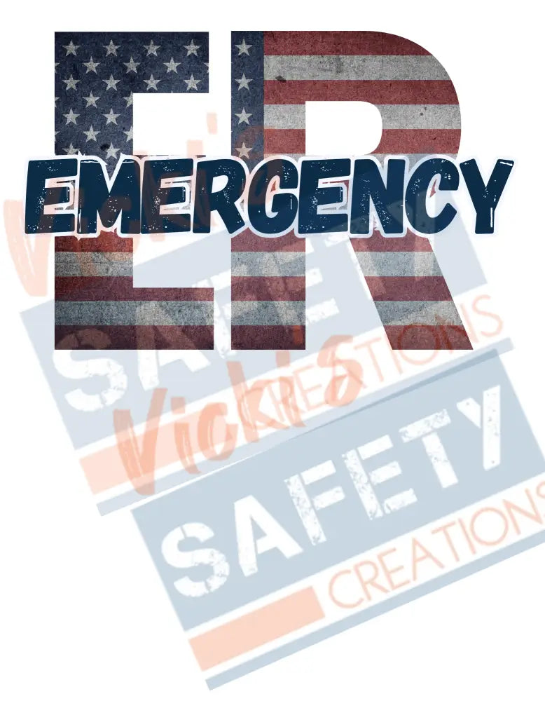 ER-Emergency-Vintage Flag (Adult and Ladies Sizes Only) Adult Clothing