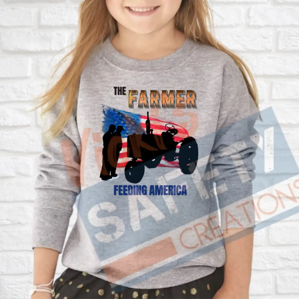 Farmers Feeding American (Adult Youth Toddler Infant Sizes) Crew Sweatshirt / TODDLER-2T Adult Clothing
