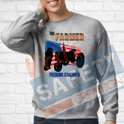 Farmers Feeding American (Adult Youth Toddler Infant Sizes) Crew Sweatshirt / ADULT-Small Adult Clothing